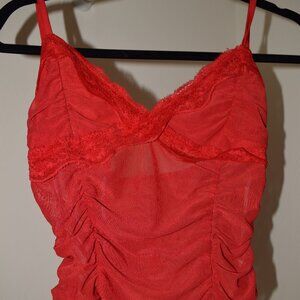 Red Lace Mesh Tank - Size Small - Never Worn